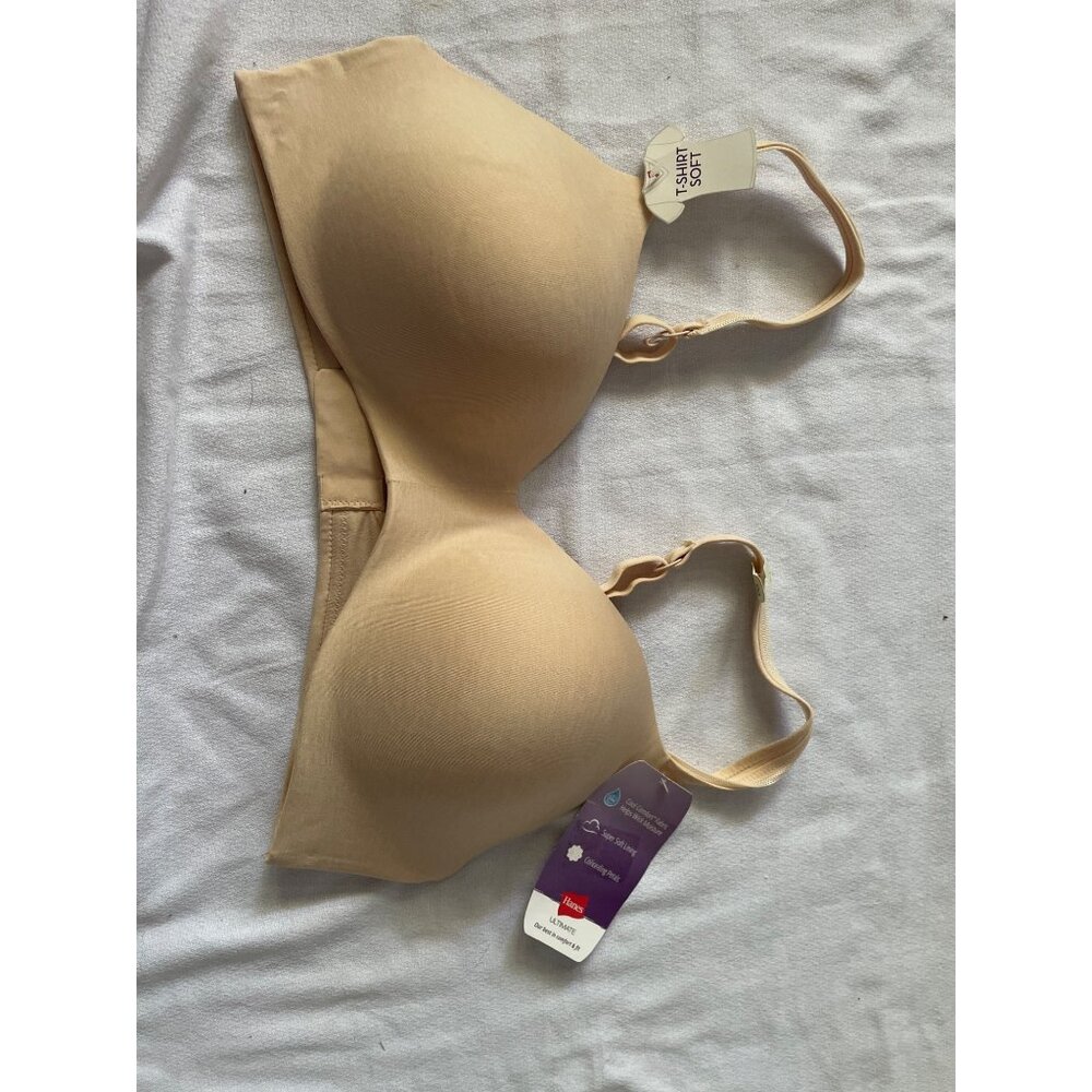 Hanes Ultimate Nude T-Shirt Bra 38B Cool Comfort Fabric & Super Soft Lining